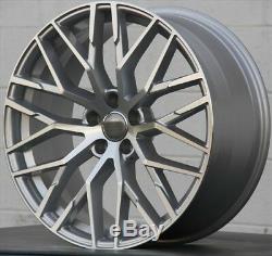 (4)set 20x9 5x112 Silver Machine Wheels & Tires Pkg Audi A4 S4 A5 S5 A6 S6 A8 A7