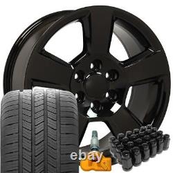 5652 Black 20 Wheels Goodyear Tires TPMS SET Fit Yukon Tahoe Sierra