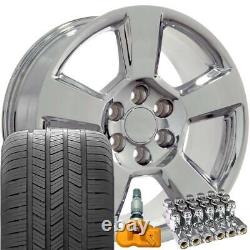 5652 Chrome 20x9 Wheels & Goodyear Tires TPMS SET Fit Silverado Sierra Tahoe