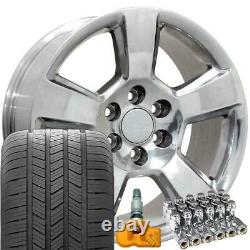 5652 Polished 20x9 Wheels & Goodyear Tires TPMS SET Fit Silverado Sierra Tahoe