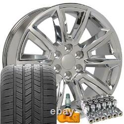 5696 Chrome 20 Wheels Goodyear Tires TPMS SET Fit Yukon Tahoe Sierra Silverado