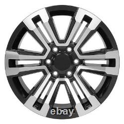5822 Wheels Goodyear Eagle Tires TPMS SET Fit Silverado Sierra Black Mach'd 20x9