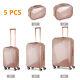 5 Pcs Luggage Clearance Hardshell Pc+abs Suitcase Spinner Wheels With Makeup Case