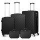 5 Piece Set Luggage Pc+abs Suitcase With Tsa Lock Spinner Carry On Wheels, Black
