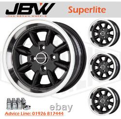 7x13 Superlite Wheels Classic Mini Set of 4 Black+175/50/13 Nankang tyres