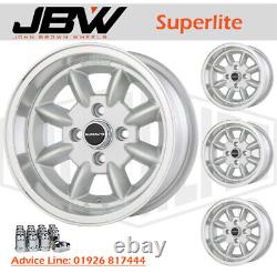 7x 13 Superlite Deep Dish Wheels 4 x 100 PCD Set of 4 Silver