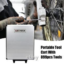 899 PCS Hand Tool Set Mechanics Kit Wrench Socket Toolbox Castors Trolley Keys