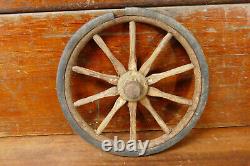 Antique Primitive Wood Spoke Goat Cart Wagon Wheels Set Of 4 With Grease Caps