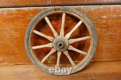 Antique Primitive Wood Spoke Goat Cart Wagon Wheels Set Of 4 With Grease Caps