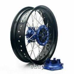 CNC Supermoto Wheels Set For Suzuki DRZ400 17 Cush Drive 2000/2022 Blue Hubs