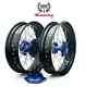 Cnc Supermoto Wheels Set For Suzuki Drz400 17 Cush Drive 2000/2024 Blue Hubs