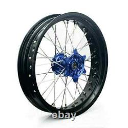 CNC Supermoto Wheels Set For Suzuki DRZ400 17 Cush Drive 2000/2024 Blue Hubs