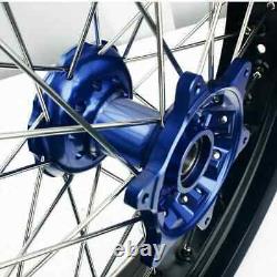 CNC Supermoto Wheels Set For Suzuki DRZ400 17 Cush Drive 2000/2024 Blue Hubs