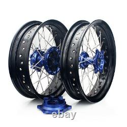 DRZ400SM 17 Supermoto Front Rear Wheel Set Blue Hubs for Suzuki DRZ 400SM 00-20