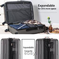 Expanable Spinner Wheel 3 Piece Luggage Set ABS Lightweight Suitcase with TSA