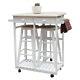 Folding Small Kitchen Dining Table And Chairs Set Island 2 Stools Trolley Wheels