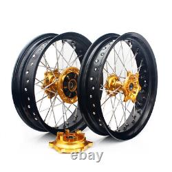 For Suzuki 17 Supermoto Wheel Rim Rotors Set Gold Cush Drive DRZ400SM 2005-2020