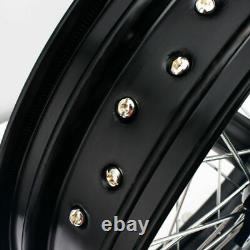 For Suzuki 17'' Supermoto Wheel Set Black Hubs Rims DRZ400S 00-20 DRZ400SM 05-20
