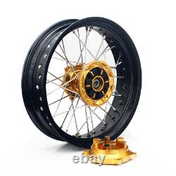 For Suzuki 17 Supermoto Wheel Set DRZ400S DRZ400SM 2000-2020 Black Rim Gold Hub