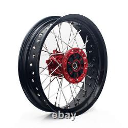 For Suzuki 17 Supermoto Wheels Red Hubs Set DRZ400S DRZ400SM 2000-2024 DRZ400/E