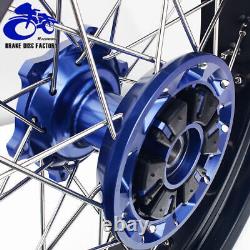 For Suzuki DRZ400SM 00-22 Supermoto 17 CNC Spoked Wheel Blue Hub Cush Drive Set