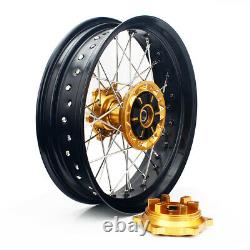 For Suzuki DRZ400SM 05-20 Supermoto 17 Wheel Set Gold Cush Drive Hub Rotors Set