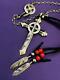 Gorose Silver Feather Wheel Cross Small Left And Right Narrow Chain Set