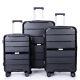 Hardshell Suitcase Spinner Wheels Pp Luggage Set Durable 3-pcs 20/24/28 Black