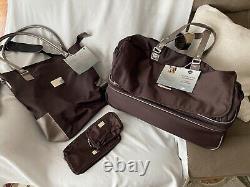 JM New York Brown Luggage Duffle Suitcase with Wheels Carry-on Set