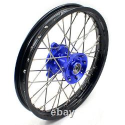 KKE 14/12 Front Rear Spoked Small Kid's Wheels Rim Set Fit Yamaha YZ65 2019 Blue