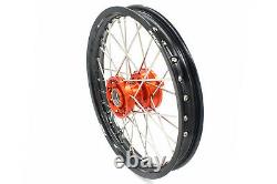 KKE 14/12 Spoked Kids' Small Wheels Rims Set For 65 SX 2002-2019 Orange Hub