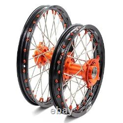 KKE 17 14 Kid's Small Wheels Rims Set Fit 2021-2024 KTM 85 SX CNC Orange Hubs