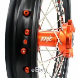 KKE 17/14 Kids Small Wheels Rims Set Fit KTM85 SX 2003-2020 Mini Bike Orange Hub
