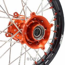 KKE 17/14 Small Kid's Wheels Rims Set Fit KTM SX85 2021-2023 Gas Gas MC85 Orange