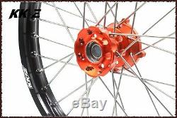 KKE 17/14 Spoked Kid's Small Wheels Rims Set For KTM85 SX 2003-2019 Orange Hubs