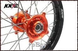 KKE 17/14 Spoked Kid's Small Wheels Rims Set For KTM85 SX 2003-2019 Orange Hubs