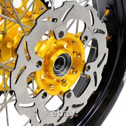 KKE 17 Inch Motard Supermoto Wheels Rims Set Fit SUZUKI DRZ400SM 2005-2022 Gold