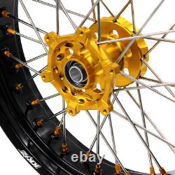 KKE 17 Inch Motard Supermoto Wheels Rims Set Fit SUZUKI DRZ400SM 2005-2022 Gold