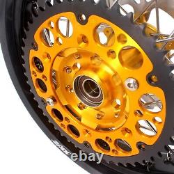 KKE 17 Inch Motard Supermoto Wheels Rims Set For SUZUKI DRZ400SM 2005-2022 Gold