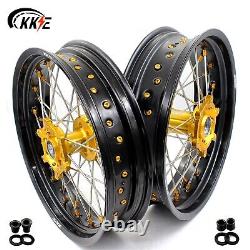 KKE 17 Motard Supermoto Wheels Rims Set Fit Suzuki DRZ400 400E 400S 400SM Gold