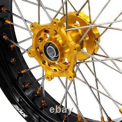 KKE 17 Motard Supermoto Wheels Rims Set Fit Suzuki DRZ400 400E 400S 400SM Gold