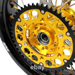 KKE 17 Supermoto Motard Rims Wheels Set For Suzuki DRZ400SM 2005-2020 Disc Gold
