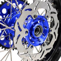 KKE 17 Supermoto Motard Wheels Rims Set Fit Suzuki DRZ400SM 2005-2022 Blue Hub
