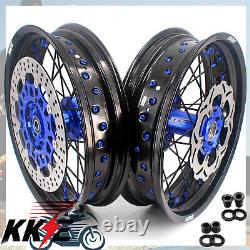 KKE 17 Supermoto Wheel Rim Set Fit Suzuki DRZ400SM 2005-2020 Disc Black Spoke