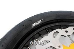 KKE 17 Supermoto Wheel Rim Tires Set Fit Suzuki DRZ400SM 2005-2020 CNC Gold Hub