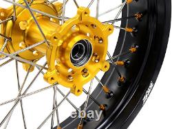 KKE 17 Supermoto Wheels Rim Set For Suzuki DRZ400SM 2005-2022 CNC Gold Hub Disc