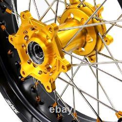 KKE 17 Supermoto Wheels Rims Set Fit DRZ400 DRZ400E DRZ400S DRZ400SM Gold