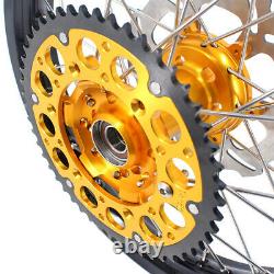 KKE 21 18 CNC Motorcycle Wheels Rims Set Fit DRZ400SM 2005-2020 Gold Hubs