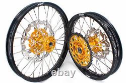 KKE 21 18 CNC Motorcycle Wheels Rims Set Fit DRZ400SM 2005-2020 Gold Hubs