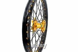 KKE 21/18 CNC Spoked Wheel Rims Set For SUZUKI DRZ400 400E 400S 400SM Gold Hub